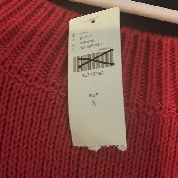Anthropologie Maeve Red Crew Neck Sweater with Take Me To Milan - Picture 6 of 8